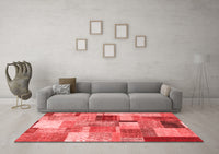 Machine Washable Patchwork Red Transitional Rug, wshcon1387red