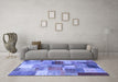 Machine Washable Patchwork Blue Transitional Rug in a Living Room, wshcon1387blu