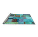 Sideview of Machine Washable Patchwork Light Blue Transitional Rug, wshcon1387lblu