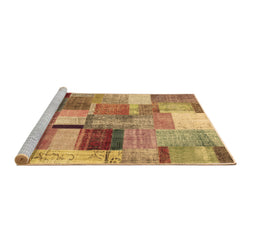 Sideview of Machine Washable Patchwork Brown Transitional Rug, wshcon1387brn