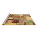 Sideview of Machine Washable Patchwork Brown Transitional Rug, wshcon1387brn