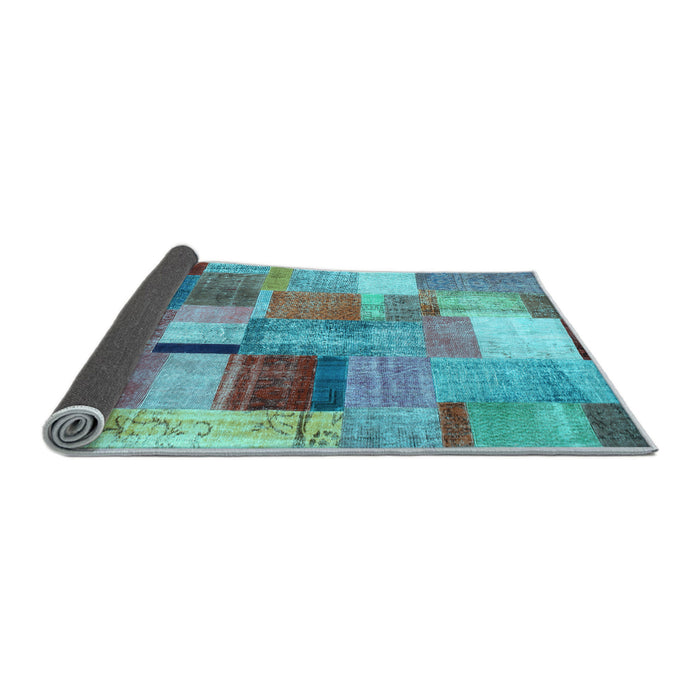 Sideview of Patchwork Light Blue Transitional Rug, con1387lblu