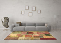 Machine Washable Patchwork Brown Transitional Rug, wshcon1387brn