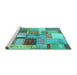 Sideview of Machine Washable Patchwork Turquoise Transitional Area Rugs, wshcon1387turq