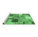 Sideview of Machine Washable Patchwork Emerald Green Transitional Area Rugs, wshcon1387emgrn