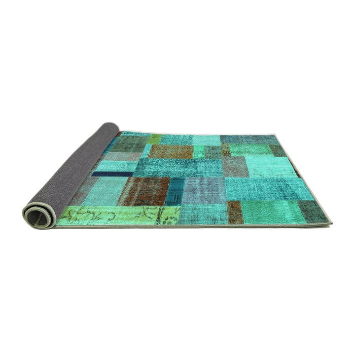 Sideview of Patchwork Turquoise Transitional Rug, con1387turq