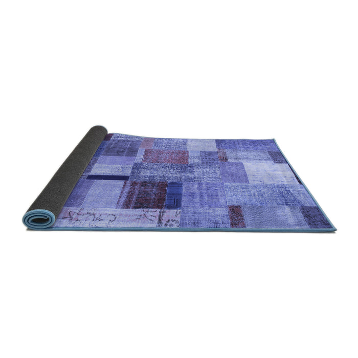 Sideview of Patchwork Blue Transitional Rug, con1387blu