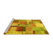 Sideview of Machine Washable Patchwork Yellow Transitional Rug, wshcon1387yw