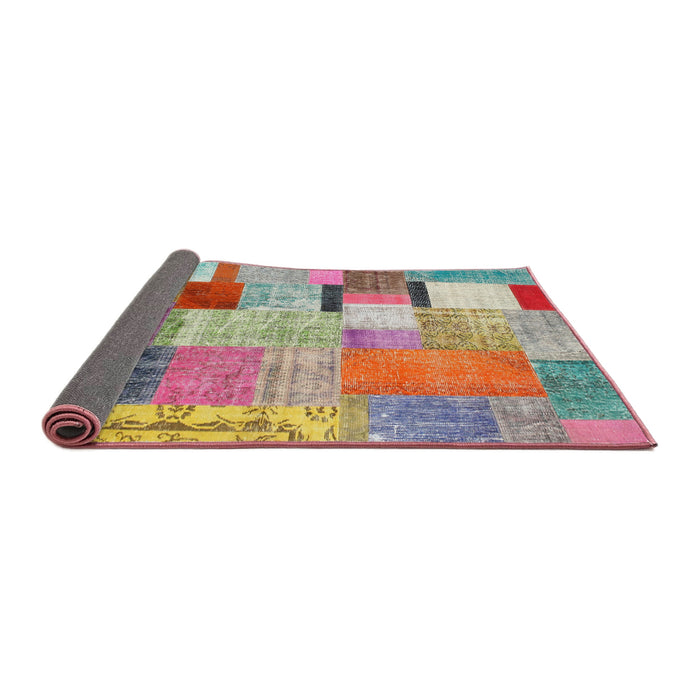 Thickness of Contemporary Cherry Red Patchwork Rug, con1388