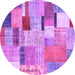 Round Patchwork Purple Transitional Rug, con1388pur