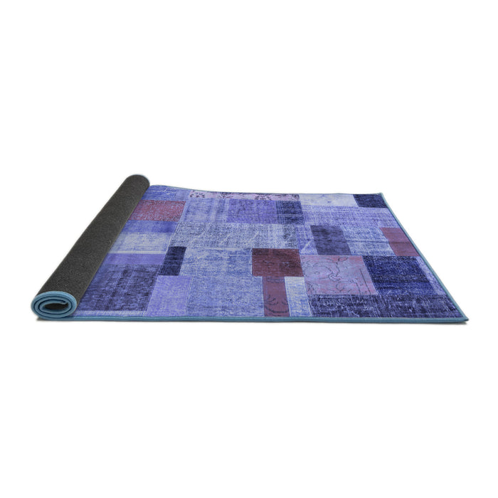 Sideview of Patchwork Blue Transitional Rug, con1388blu