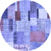 Round Patchwork Blue Transitional Rug, con1388blu