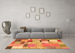 Machine Washable Patchwork Orange Transitional Area Rugs in a Living Room, wshcon1388org