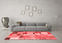 Machine Washable Patchwork Red Transitional Rug, wshcon1388red
