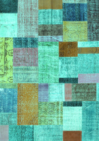 Patchwork Turquoise Transitional Rug, con1388turq