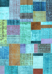 Patchwork Light Blue Transitional Rug, con1388lblu