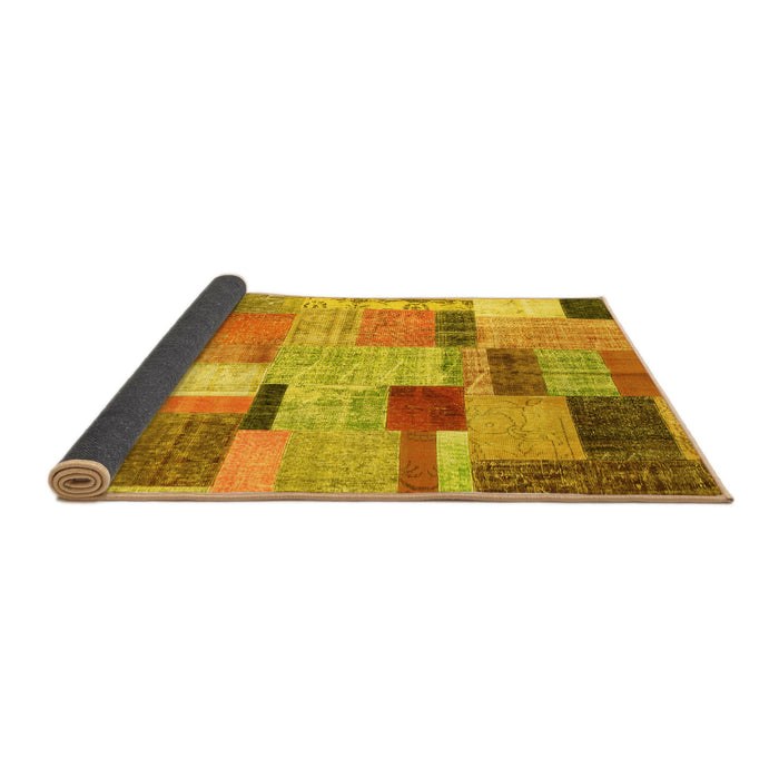 Sideview of Patchwork Yellow Transitional Rug, con1388yw