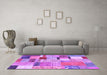 Machine Washable Patchwork Purple Transitional Area Rugs in a Living Room, wshcon1388pur