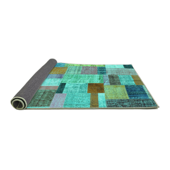 Sideview of Patchwork Turquoise Transitional Rug, con1388turq