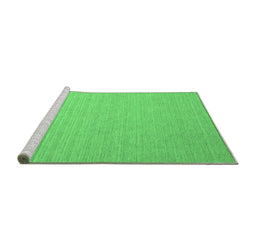 Sideview of Machine Washable Abstract Emerald Green Contemporary Area Rugs, wshcon1389emgrn