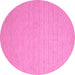 Round Abstract Pink Contemporary Rug, con1389pnk