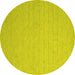 Round Machine Washable Abstract Yellow Contemporary Rug, wshcon1389yw