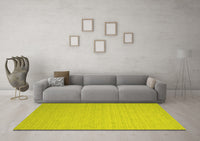 Machine Washable Abstract Yellow Contemporary Rug, wshcon1389yw