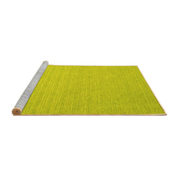 Sideview of Machine Washable Abstract Yellow Contemporary Rug, wshcon1389yw