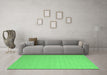 Machine Washable Abstract Emerald Green Contemporary Area Rugs in a Living Room,, wshcon1389emgrn