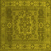 Square Machine Washable Persian Yellow Bohemian Rug, wshcon138yw