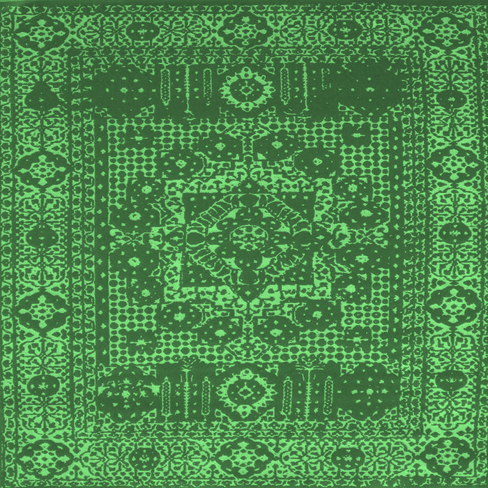 Square Machine Washable Persian Emerald Green Bohemian Area Rugs, wshcon138emgrn