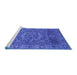 Sideview of Machine Washable Persian Blue Bohemian Rug, wshcon138blu