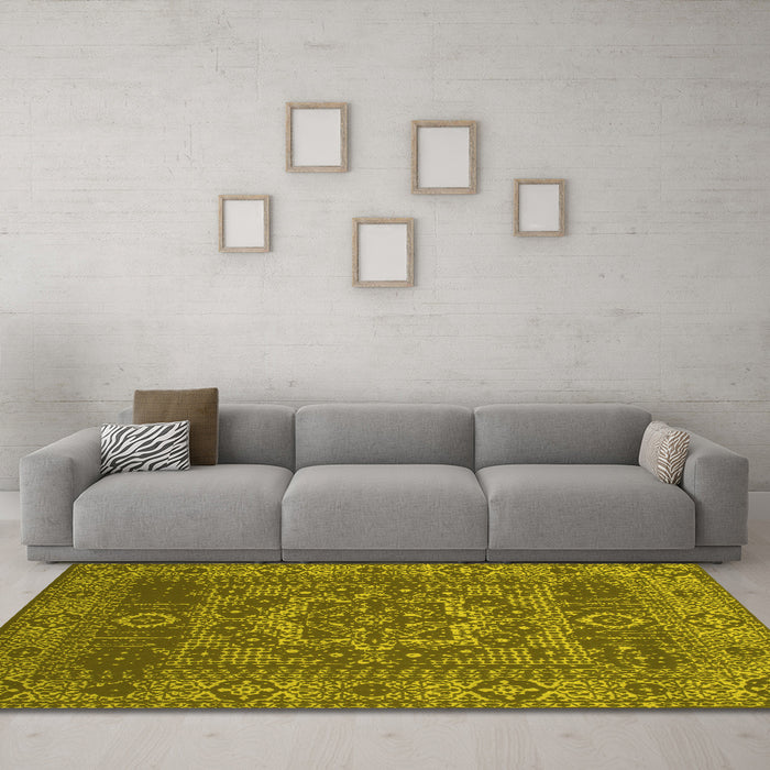 Machine Washable Persian Yellow Bohemian Rug in a Living Room, wshcon138yw