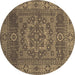 Round Machine Washable Persian Brown Bohemian Rug, wshcon138brn