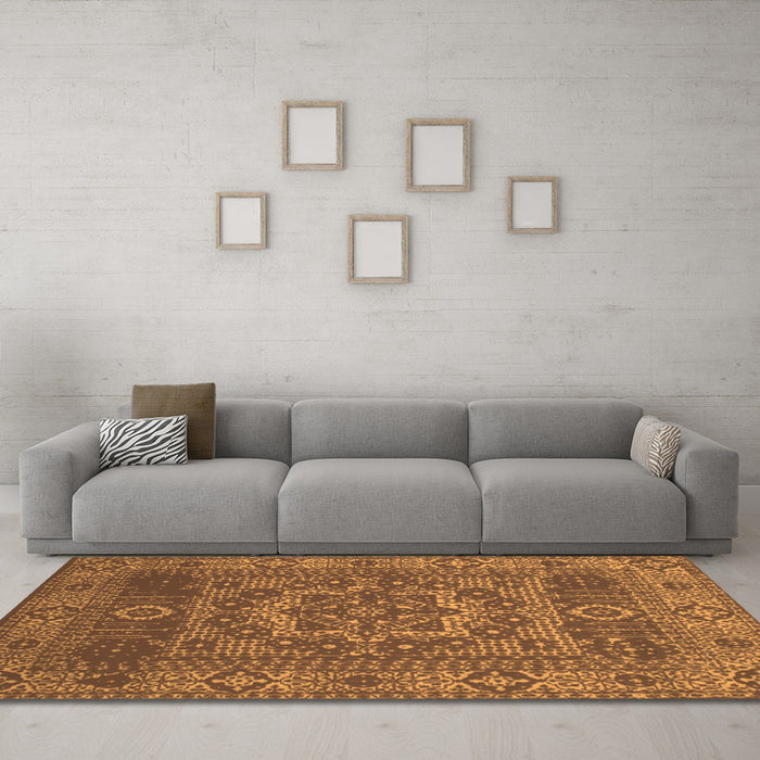 Machine Washable Persian Orange Bohemian Area Rugs in a Living Room, wshcon138org