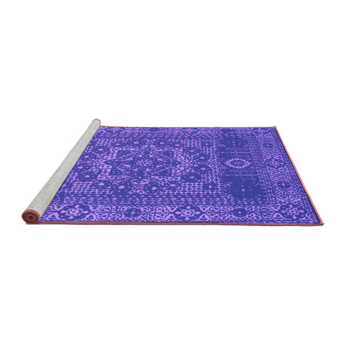 Sideview of Machine Washable Persian Purple Bohemian Area Rugs, wshcon138pur