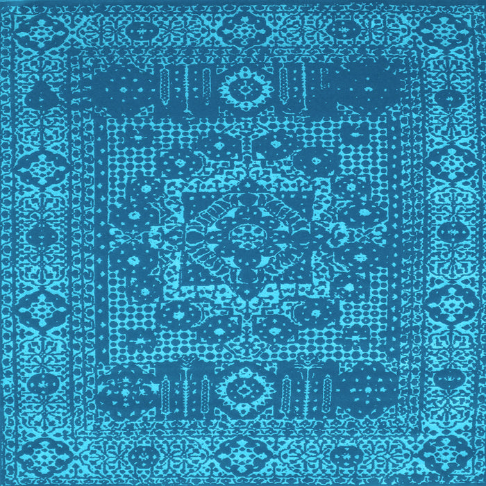 Square Machine Washable Persian Light Blue Bohemian Rug, wshcon138lblu