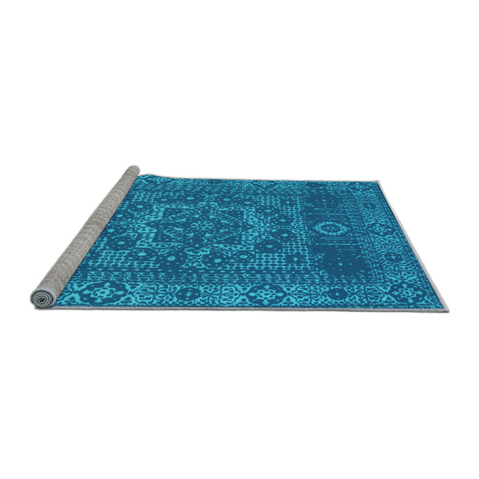 Sideview of Machine Washable Persian Light Blue Bohemian Rug, wshcon138lblu
