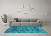 Machine Washable Persian Turquoise Bohemian Rug, wshcon138turq