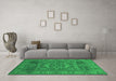 Machine Washable Persian Green Bohemian Area Rugs in a Living Room,, wshcon138grn