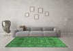 Machine Washable Persian Emerald Green Bohemian Area Rugs in a Living Room,, wshcon138emgrn