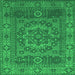 Round Machine Washable Persian Green Bohemian Area Rugs, wshcon138grn