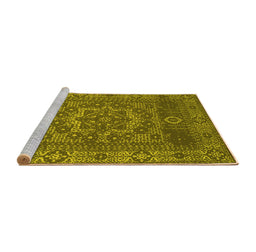 Sideview of Machine Washable Persian Yellow Bohemian Rug, wshcon138yw