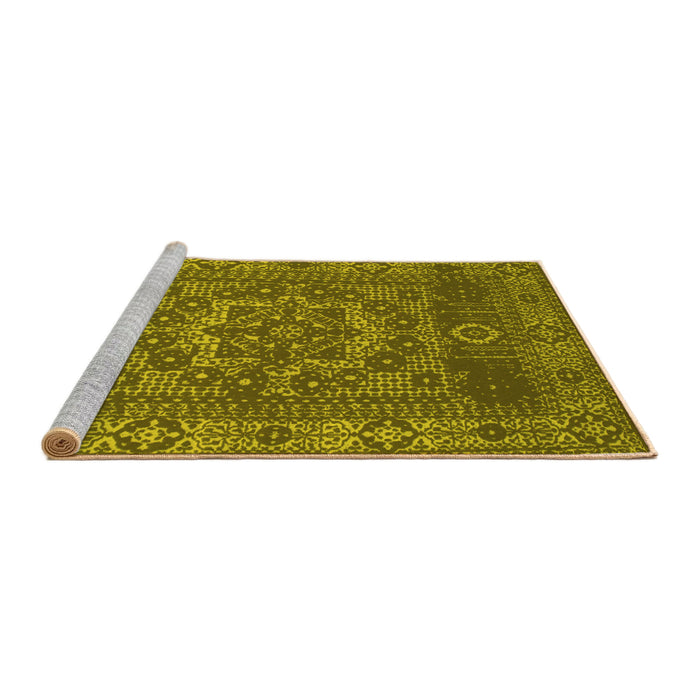 Sideview of Machine Washable Persian Yellow Bohemian Rug, wshcon138yw