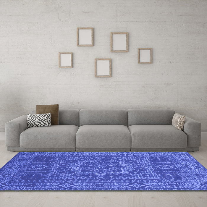 Machine Washable Persian Blue Bohemian Rug in a Living Room, wshcon138blu