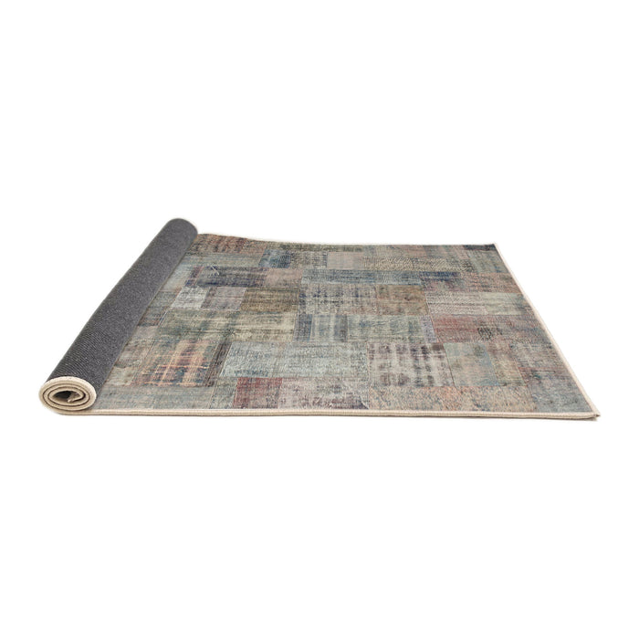 Thickness of Contemporary Army Brown Patchwork Rug, con1390