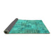 Sideview of Patchwork Turquoise Transitional Rug, con1390turq