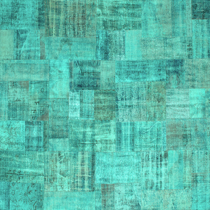 Square Patchwork Turquoise Transitional Rug, con1390turq