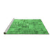 Sideview of Machine Washable Patchwork Emerald Green Transitional Area Rugs, wshcon1390emgrn