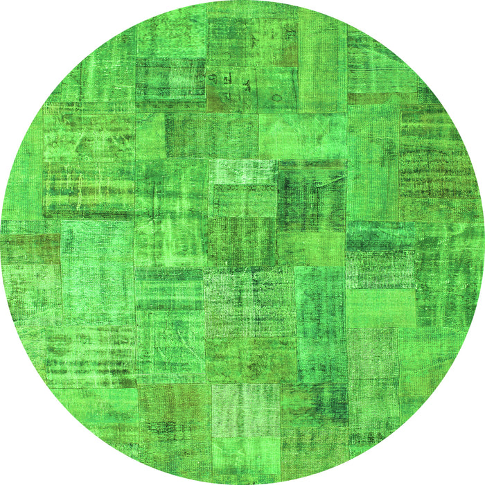 Square Patchwork Green Transitional Rug, con1390grn